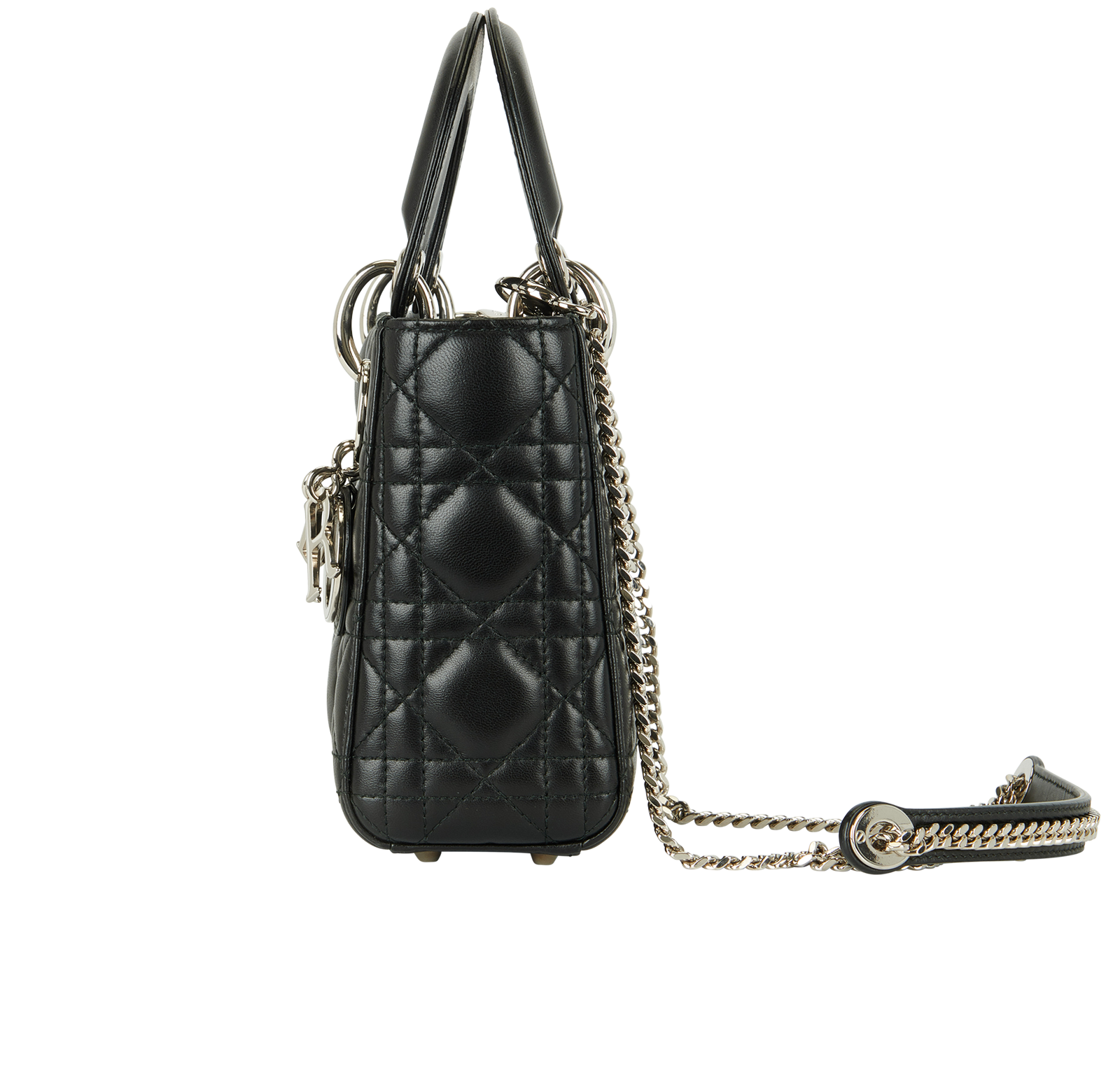 Mini Lady Dior Cannage, &pound;2,200, Handbags, Black, Leather, Bottom view